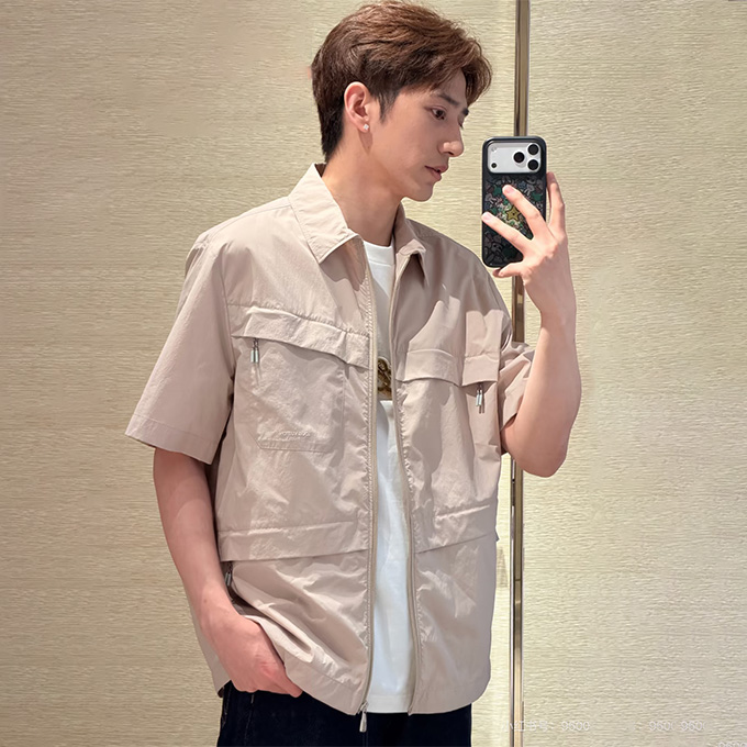 lv louis vuitton zip-front utility short-sleeve shirt